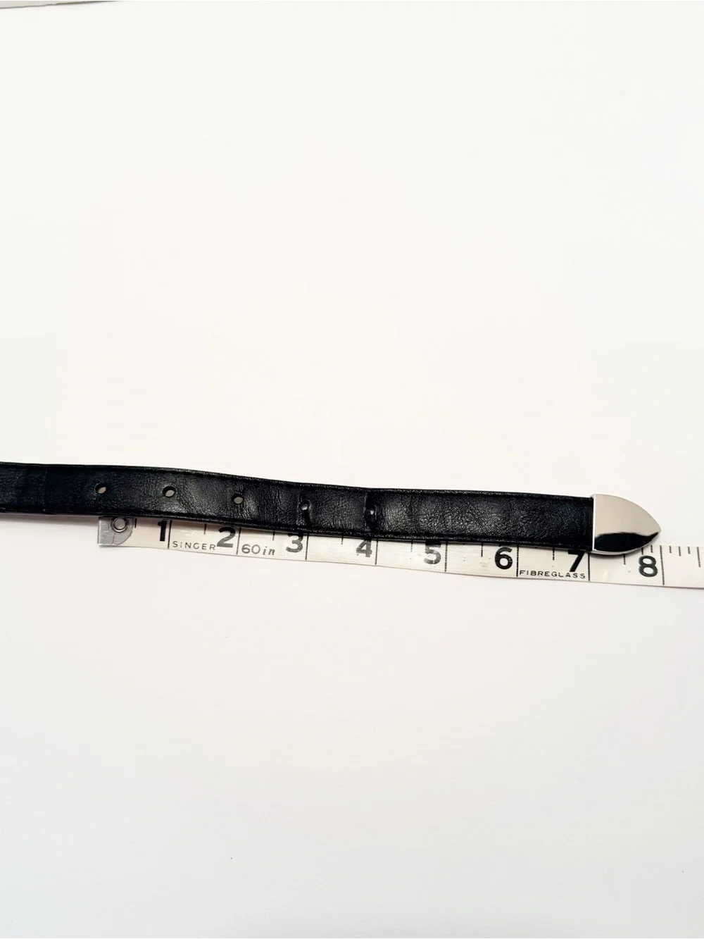 Steve Madden Black Slim Leather Belt with Silver Buckle